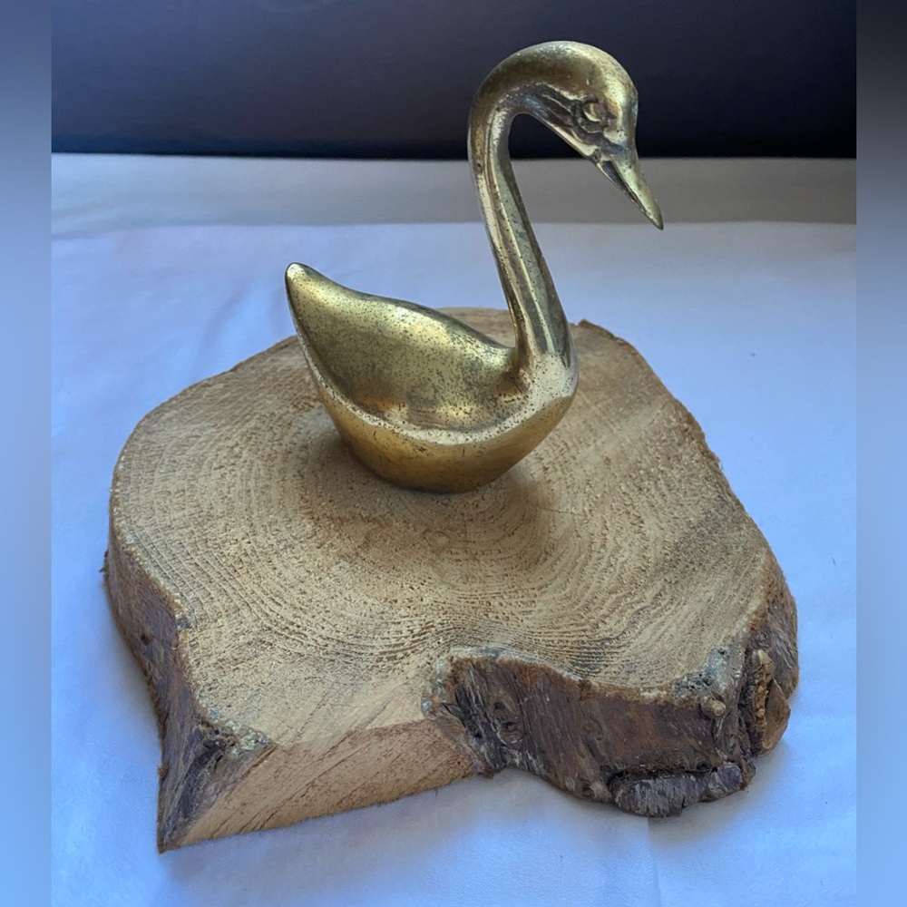 Vintage brass swan bird figurine